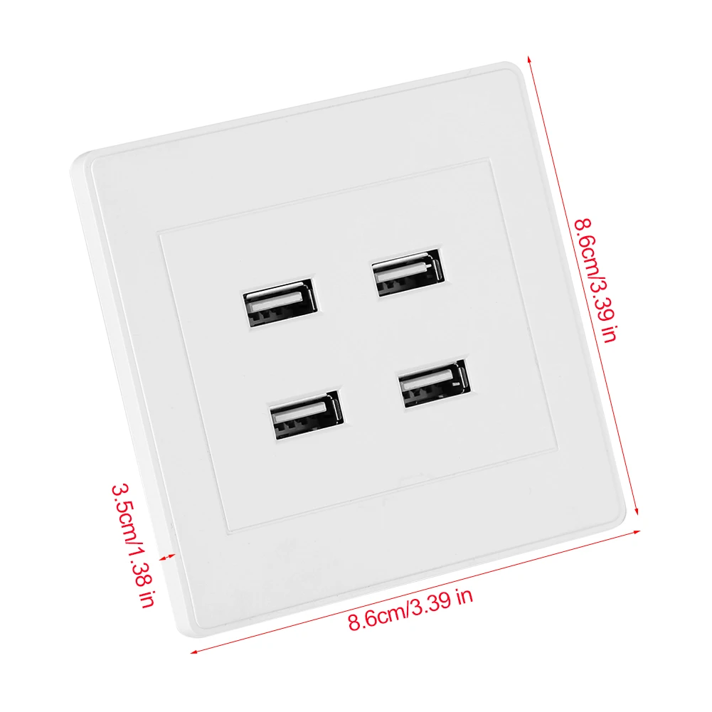 Розетка с 4 USB портами 5 в пост. Тока для домашнего офиса электрическая настенная