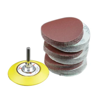 

3"(75mm) Hook & Loop Sanding Pad 1/4Inch Shank + 60Pcs Flocking Sand Paper Kit For Polishing Cleaning 100/240/600/800/1000/2000