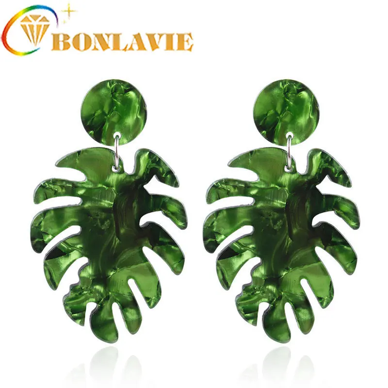 

2018 New Personality Earrings Plastic Big Plant Leaf Pendant Earrings Women's Drop Earring Fashion Jewelry Party Bijoux Jewelry