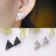 Белый 1 Женский Искусственный Горячий мрамор ювелирные изделия треугольник девушка камень Панк серьги распродажа Леди пара шпильки черный