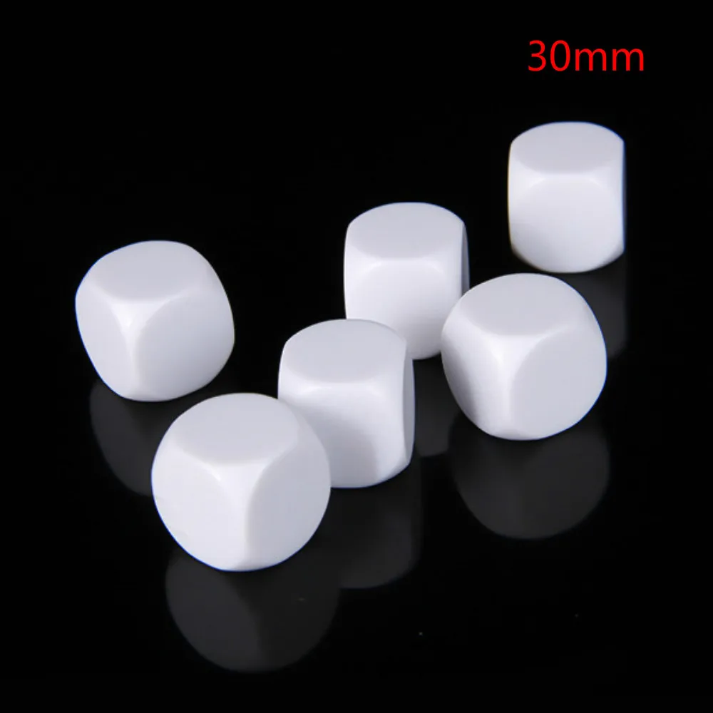 

6Pcs/set New Glossy Dice Teaching Blank Dice Light Plate Can Be Screen Printing Engraving DIY Dice Round Corner 18mm 30mm
