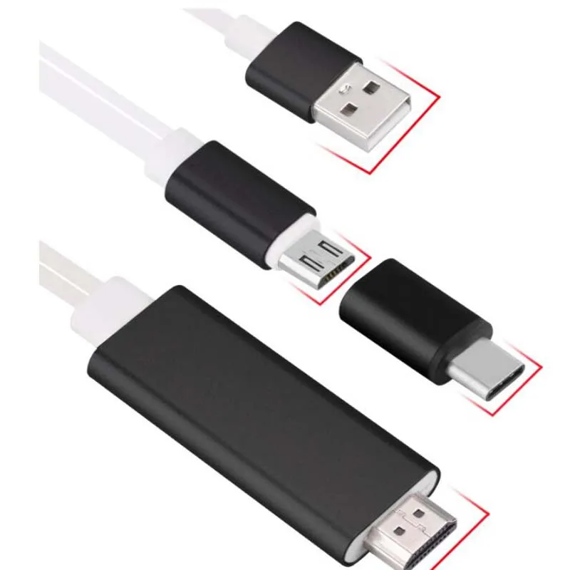 HD 1080 P 2 в 1 Micro USB C type-C в HDMI конвертер кабель экран зеркальный телевизор палка для IOS Android мобильных телефонов