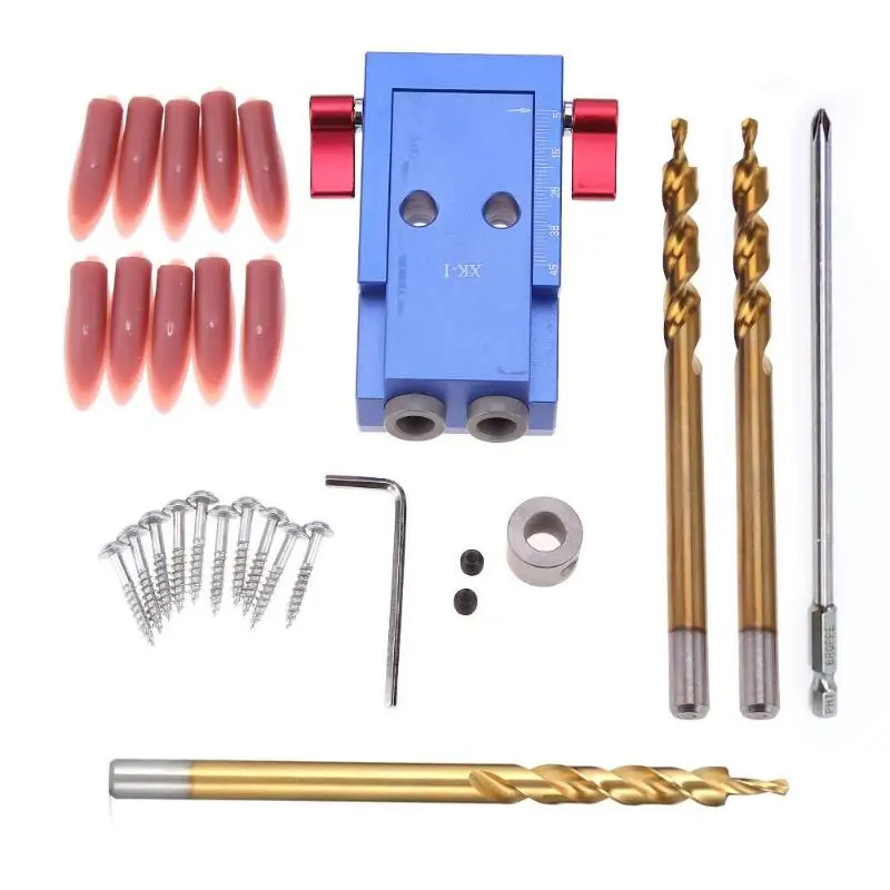 

Portable Woodworking Oblique Hole Jig Kit Wood Drill Guide Joinery Step Drill Bit Puncher Locator Jig Drill Bit for Carpentry