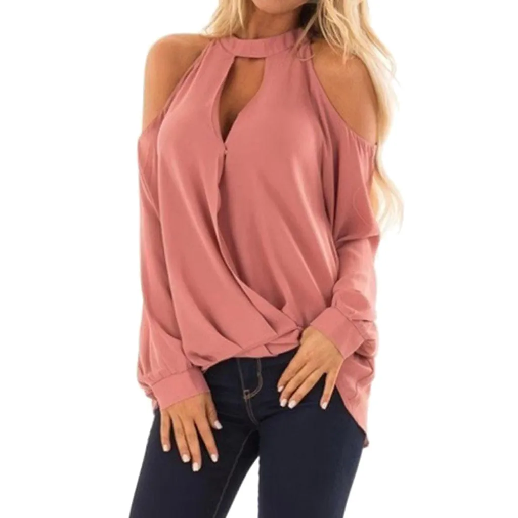 

Womens Tops And Blouses Gothic Cold Shoulder Ladies Tops 2019 Women Clothes Vintage Long Sleeve Blouse Korean Fashion Clothing