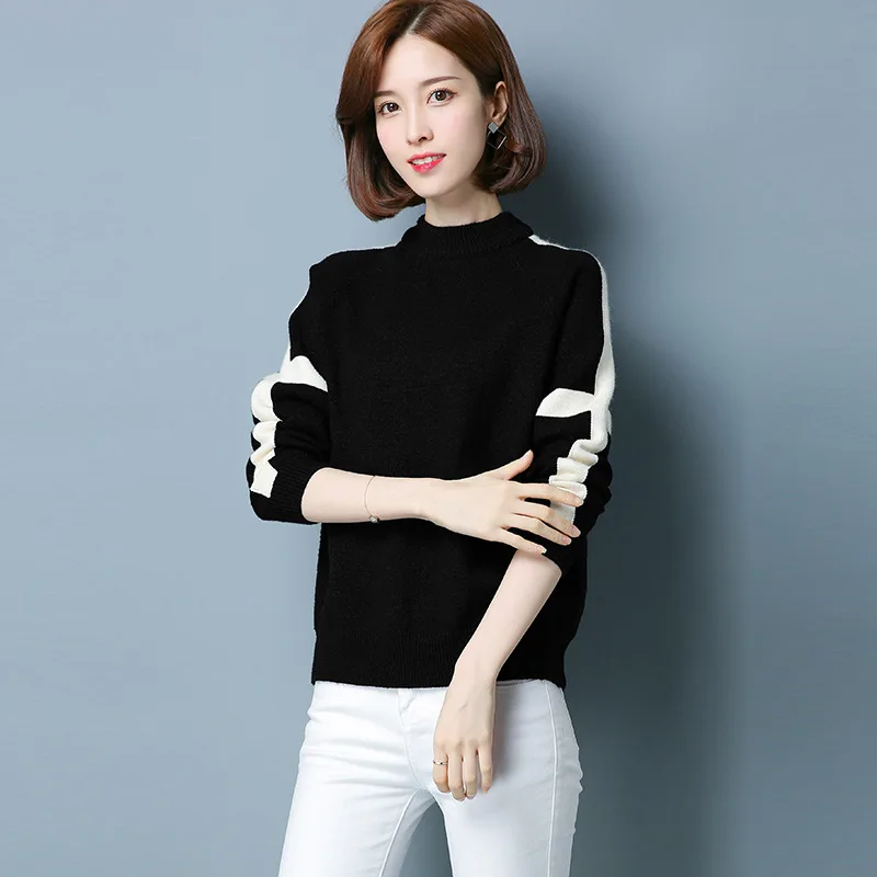 Sweater Female 2019 Autumn And Winter New Style Women Korean-Style Fashion Loose Pullover Mock-Neck Knitted Bottoming Sweater Sweater Female 2019 Autumn And Winter New Style Women Korean-Style Fashion Loose Pullover Mock-Neck Knitted Bottoming Sweater
