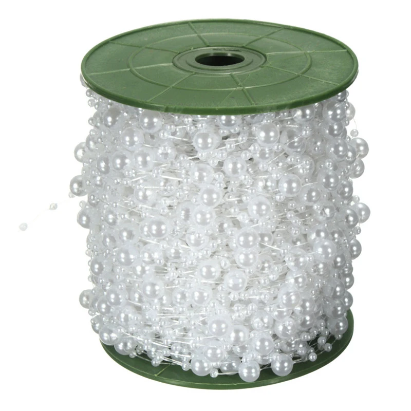 

60M Fishing Line Pearls Chain Pearl Beads Chain Garland Wedding Decor 2 Colors
