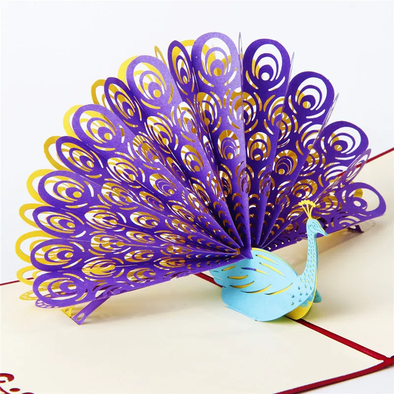  3d Paper Peacock Pop UP Cards Valentines Day Gift Postcard Stickers Wedding Invitation Greeting Car - 32994930774