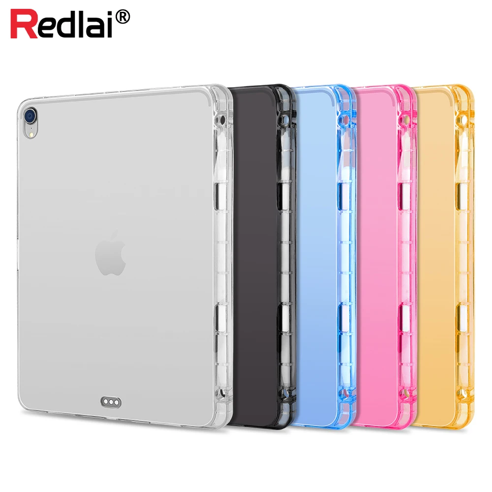 

Transparent Cover Case For Apple iPad Pro 11 inch 2018 Slim Silicon Soft TPU Tablet Case with Pencil holder For iPad Pro 11"