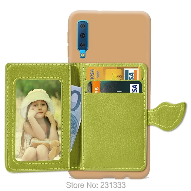 C-ku Leaf Soft TPU Leather Case For Samsung Galaxy A7 2018 J6 J4 PLUS J2 CORE Pocophone F1 ID Card Stand Cover Skin Fashion 1pcs | Мобильные