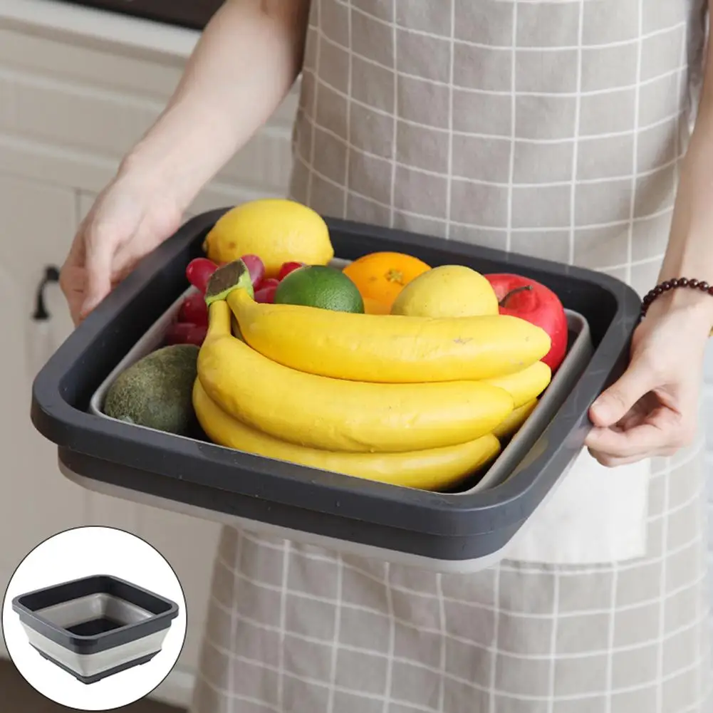 

Folding Washing Vegetable Fruit Storage Basin Camping Collapsible Bowl