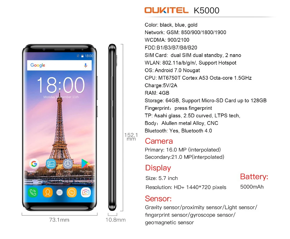 Oukitel K5000 18:9 Дисплей 5,7 \ Oukitel K5000 18:9 Дисплей 5,7 \