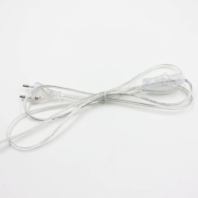 

Two-pole plug transparent 304 flame retardant switch flat plug Transparent two-core flat wire lamp power cord