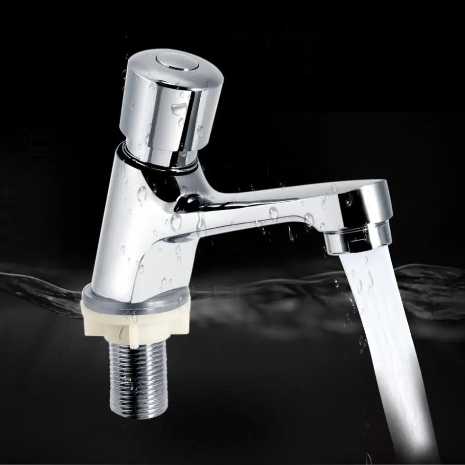 

Public Ktchen Bathroom Time Delay Faucet Chrome Plated Self Closing Water Saving faucet Basin Sink Tap torneira do banheiro