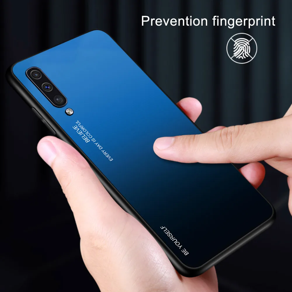 Градиентный чехол из закаленного стекла для Samsung A30 A50 A40 A60 A70 A20 A10 A20E M10 M20 M30 Galaxy A7 A9
