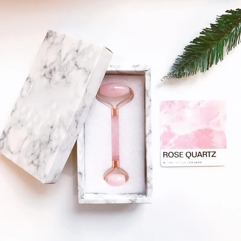 Rose Crystal роликовый массажер для похудения лица лифтинг инструмент натуральный нефрит массажный ролик для лица камень массаж кожи красота уход набор коробка