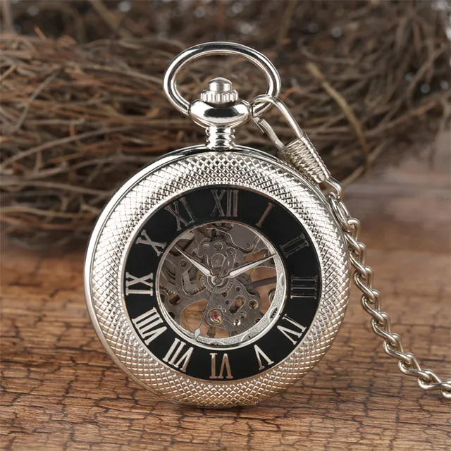 Classic Roman Numerals Mechanical Pocket Watch High Quality Hand-Wind Pendant Wa Classic Roman Numerals Mechanical Pocket Watch High Quality Hand-Wind Pendant Wa