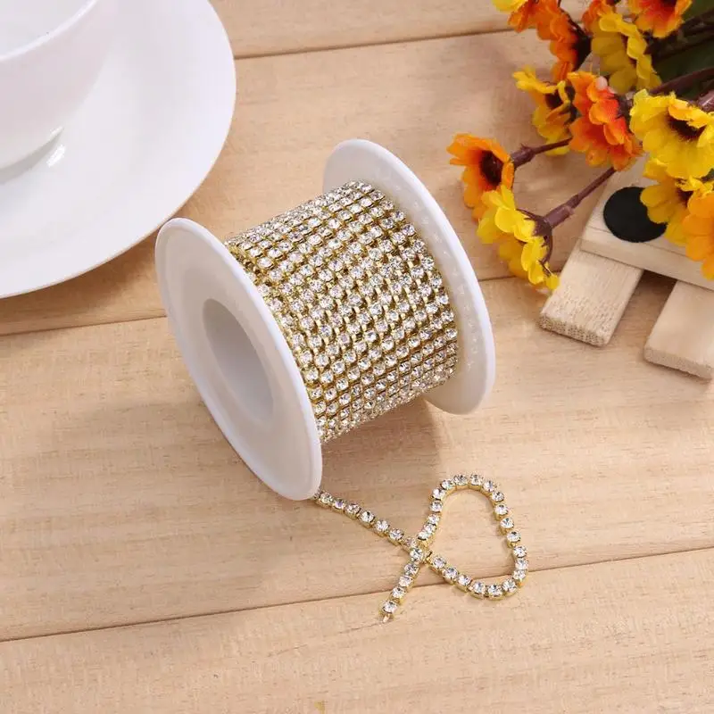 

DIY Decorative 5yard/roll White Crystal Rhinestone Chain SS6-SS16 for Jewelry Craft Apparel Sew On Accessoires Party Supplies