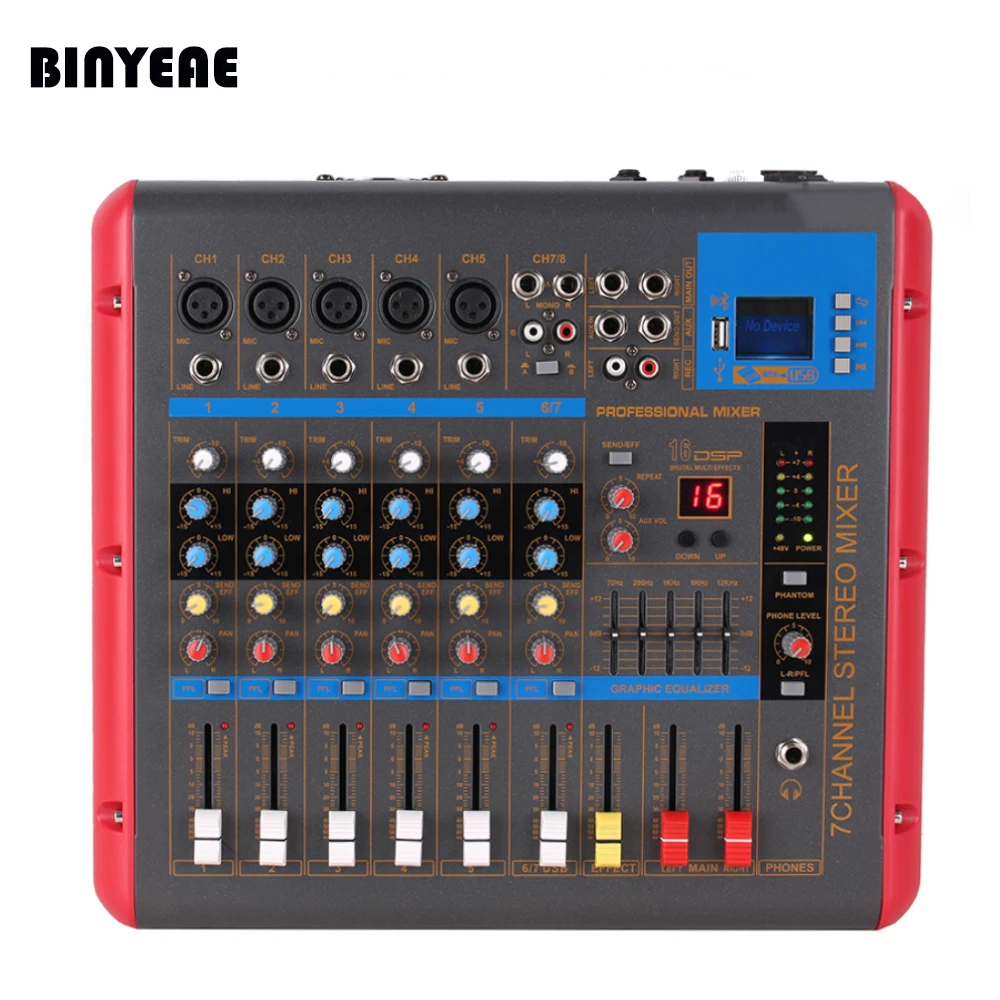 7 канальный аудио усилитель DJ Mixer Powered Amp Mezcladora De PMR706D для записи микрофона|microphone