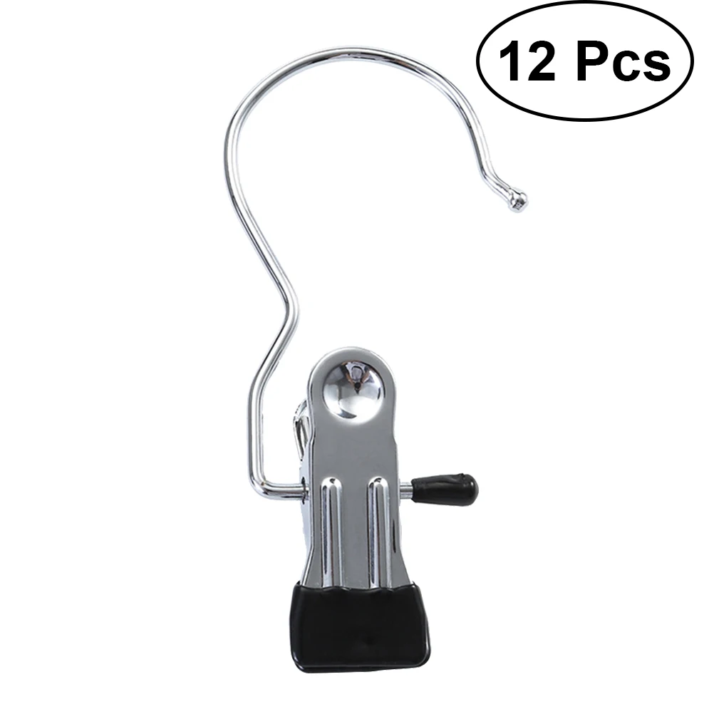 12pcs Hanger Hook Hanging Plated Metal Portable Lightweight Clothes Accessories Clip Snap for Home Kitchen Bedroom | Дом и сад
