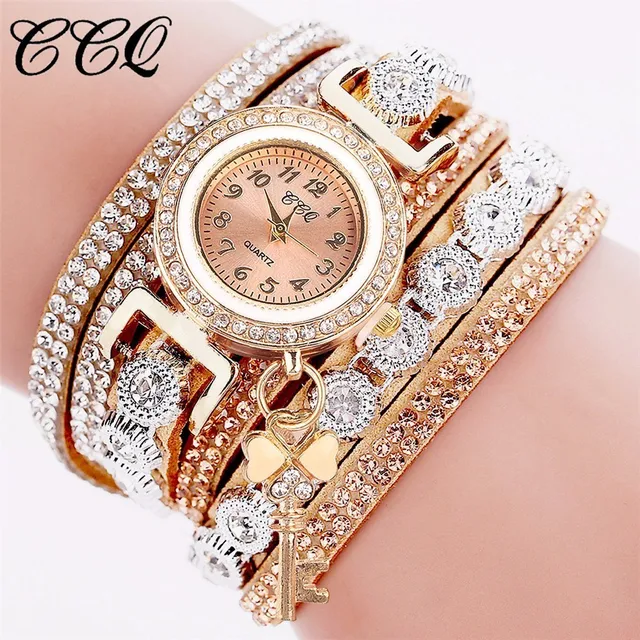 CCQ Brand Fashion Women Rhinestone Watch Casual Luxury Leather Bracelet Watch Qu CCQ Brand Fashion Women Rhinestone Watch Casual Luxury Leather Bracelet Watch Qu