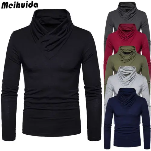 

New 2019 Fashion Mens Thermal Cotton Turtle Neck Skivvy Turtleneck Sweaters Stretch Tops