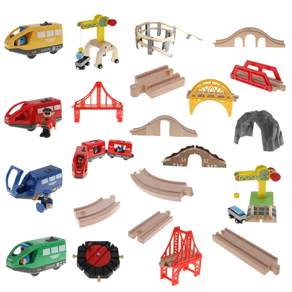 

Compatible Wooden Trains Railway Building Set Accessories Bridge Rails Locomotive, etc Kids Educational Toy