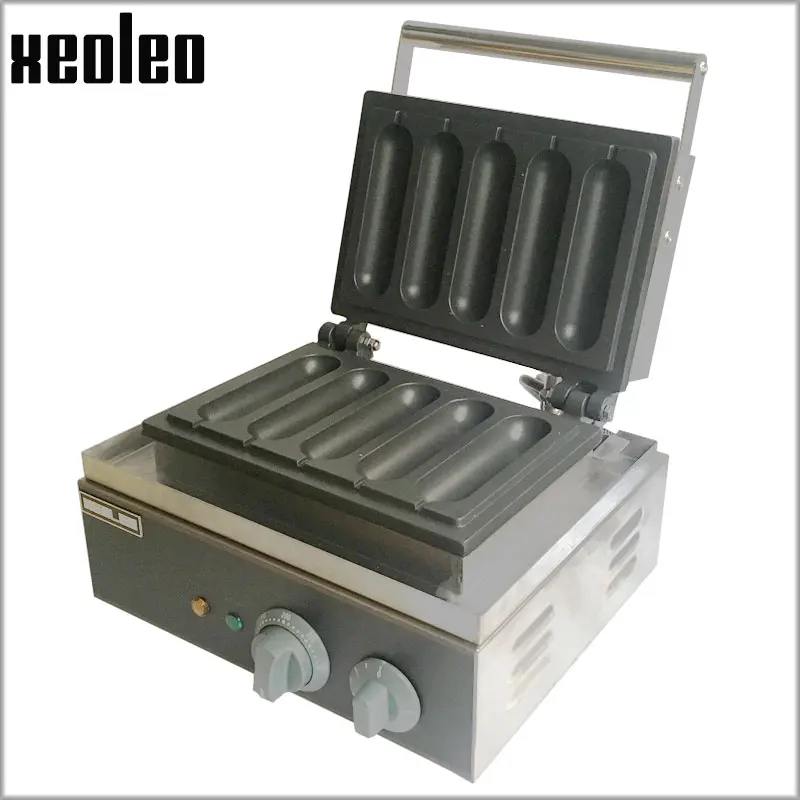 XEOLEO Hot dog waffle maker Sausage Machine Hot Dog machine Electric 5 pieces Non stick French Muffin hot dog lolly stick maker