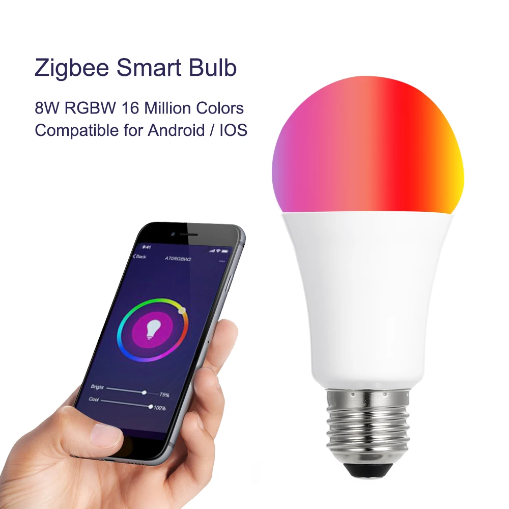 

E27 led bulb 8W RGBW Intelligent Bulb(Zigbee Version) Smart Phone App Control Adjustable Color and Brightness for Android/ IOS
