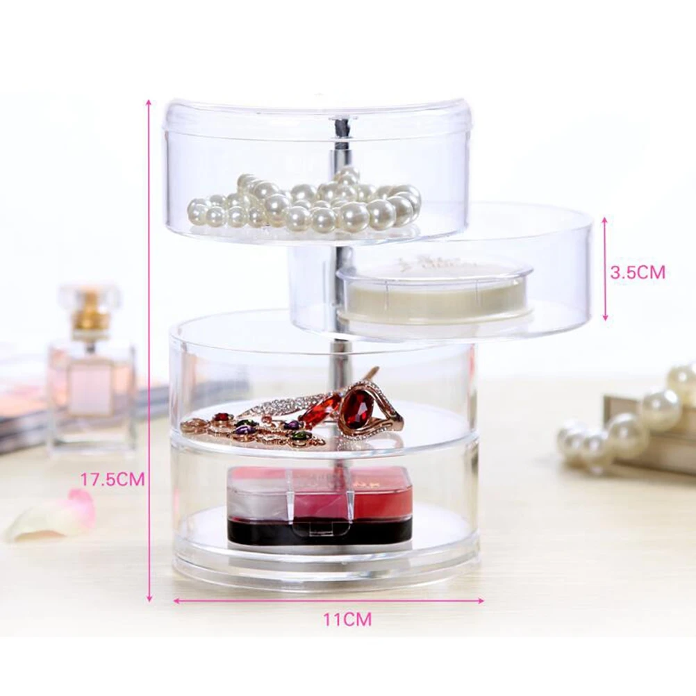 

Cosmetic Organizer 1PC Cosmetic Jewelry Box Acrylic Rotating Circular Creative Transparent Case Container Desktop Storager
