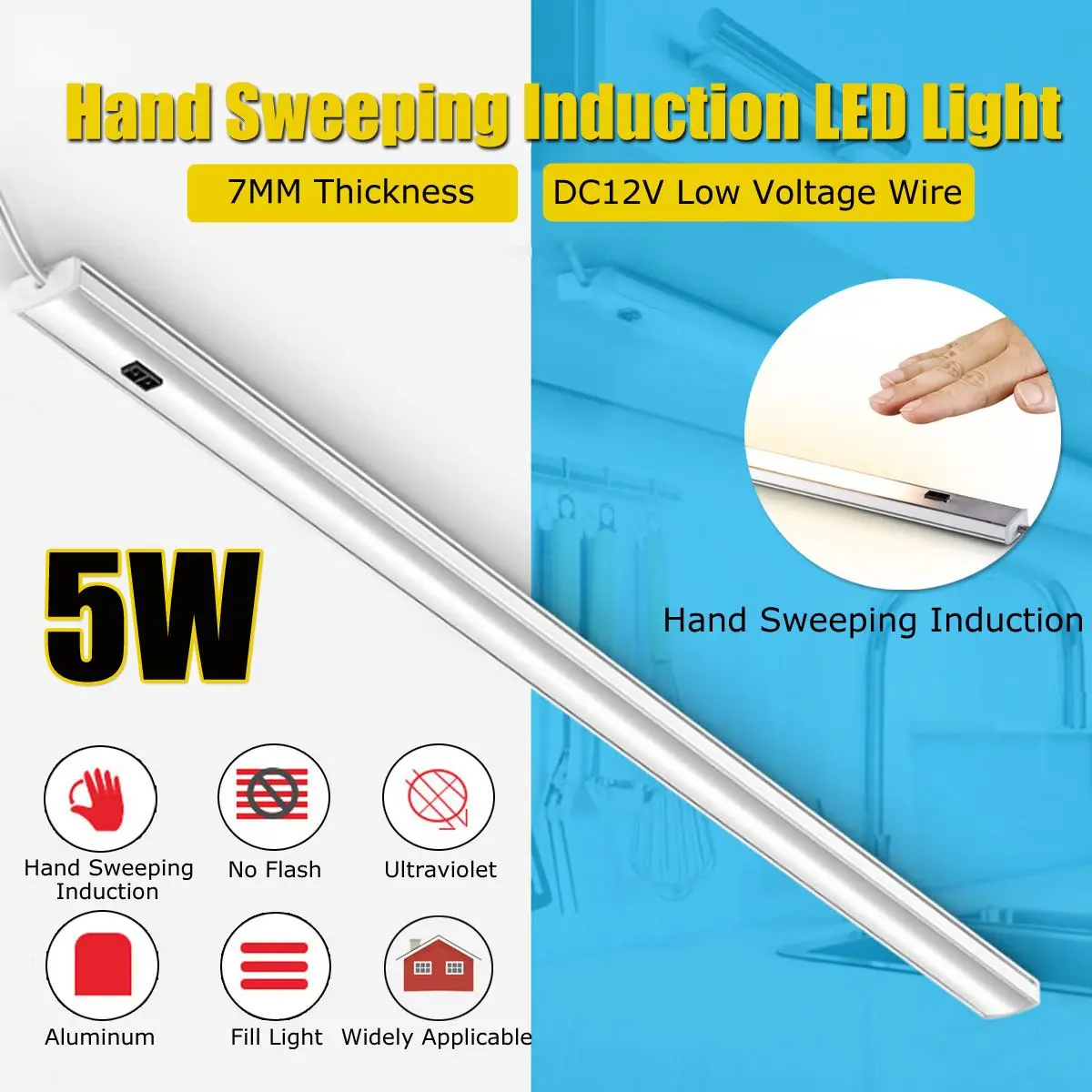 

24LED 5W Motion Sensor LED Light Hand Scanning Switch Control Wall Lamp 40cm LED Under Cabinet Kitchen Closet Study Desk Light