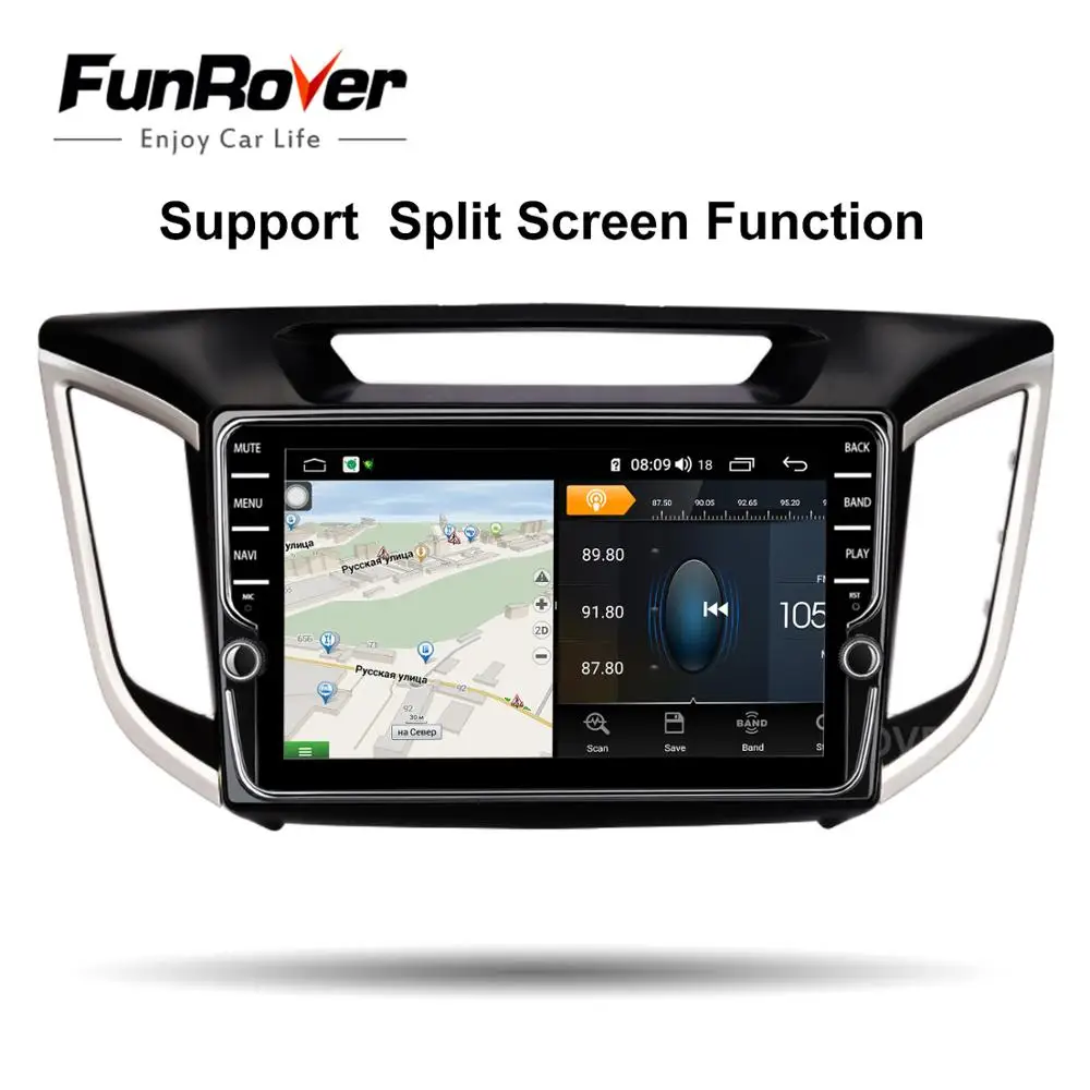 Perfect FUNROVER 8 cores Android 9.0 Car DvD GPS Multimedia Player For Hyundai Creta ix25 Car DvD Navigation Radio Video Audio  DSP RDS 2