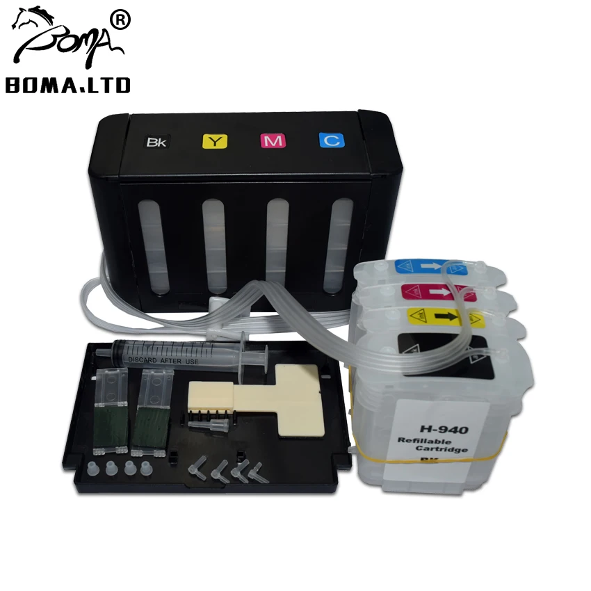 Sistema de Tinta em Massa Ciss para hp Impressora com Chip de Cartucho de Reset Boma. Livre Officejet Pro 8500 8000 8500a Mais Automático Ltd Pós 940 - Imagem 5