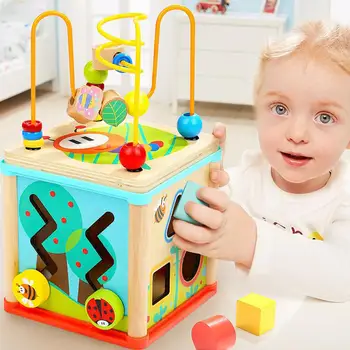 

Children Wooden Treasure Chest Beads Puzzle Educational Toys Gift Decoration