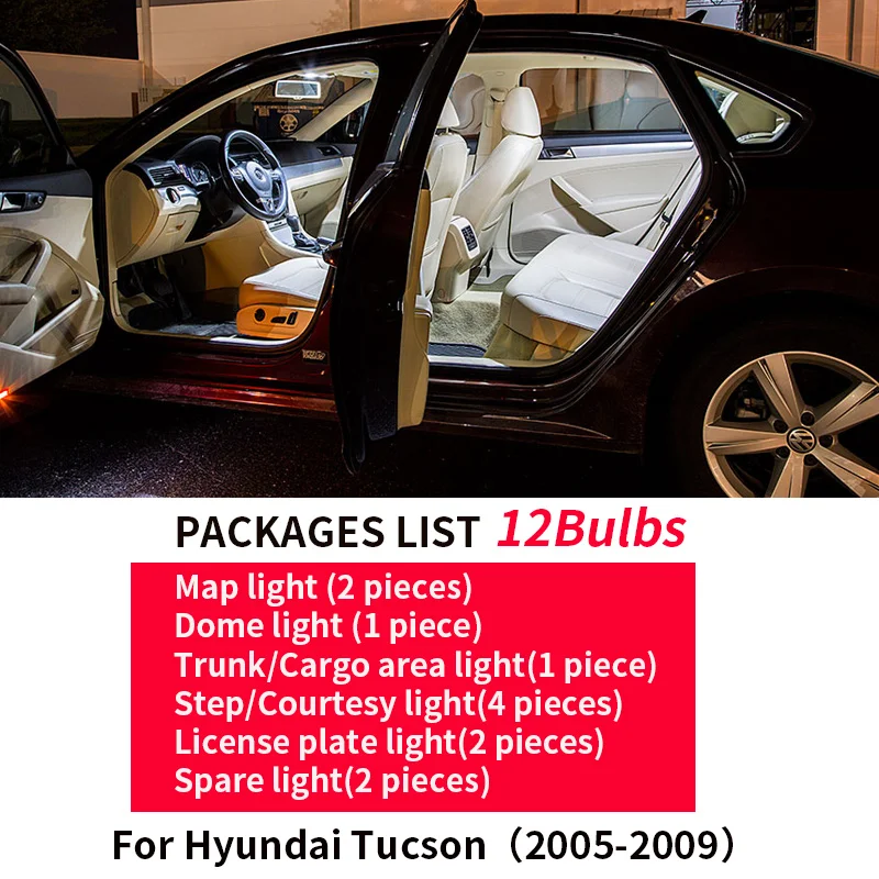 12 шт. Автомобильные светодиодные лампы Canbus для Hyundai Tucson 2005 2009|Сигнальная лампа| |