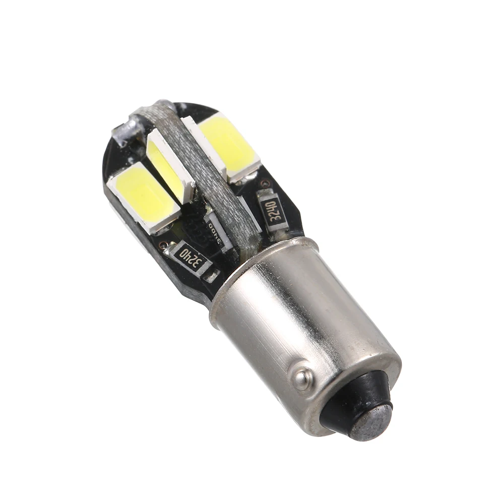10 Pack DC12V 2W 8 LED Car Light Bulb BA9S Base Holder Socket White