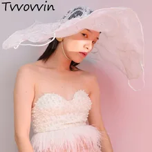 Летняя модная новая Ретро кружевная винтажная комбинированная большая шляпа темпераментная ширина белая женская Рыбацкая шляпа E703