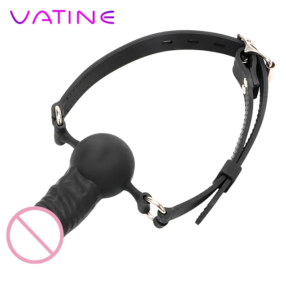 VATINE Oral Fixation with Locking Buckles Penis Gag Sex Toys for Couples SM Bondage Erotic Toys