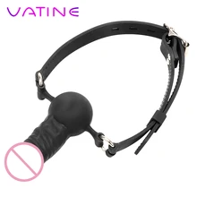 VATINE Oral Fixation with Locking Buckles Penis Gag Sex Toys for Couples SM Bondage Erotic Toys Silicone Slave Dildo Mouth Gag