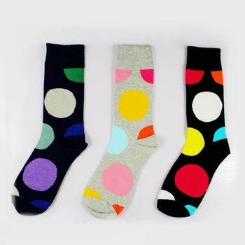 

YJSFG HOUSE 1 Pair High Quality Socks Cotton Mens Mid Tube Fashion Socks Big Dot Funny Print Crew Sock Comfortable Trend