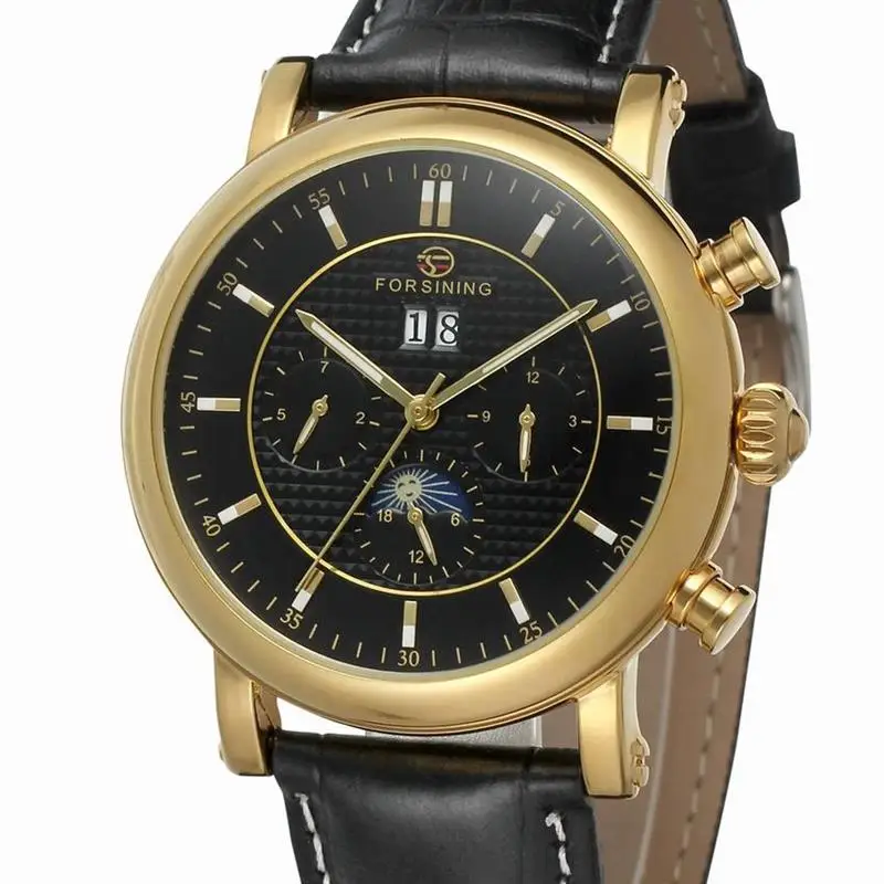

Forsining Simple Design Genuine Leather Fashion Casual Wearing Scale Dial Mens Watch Top Brand Luxury Automatic Watch