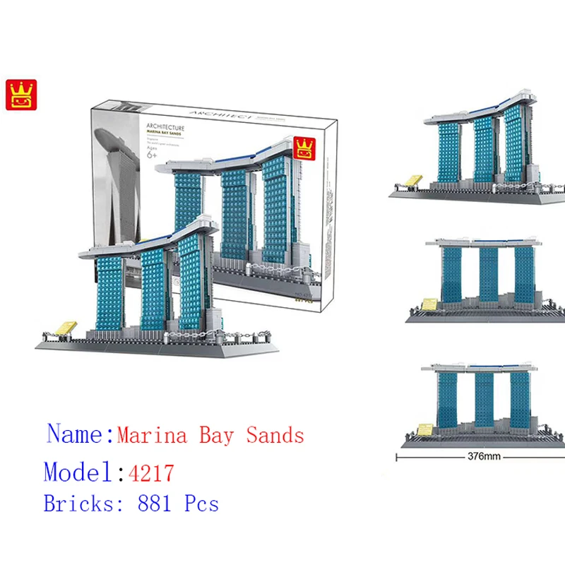 WANGE architecture Marina Bay Sands строительные блоки наборы городские кирпичи классическая модель детского подарка игрушки совместимы