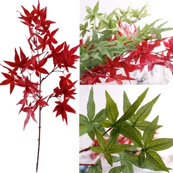

Artificial Plants High-Fidelity Maple Leaf Green Red 3D Print Lines Clear Simulation Plant Maple Tree for Home Decoration