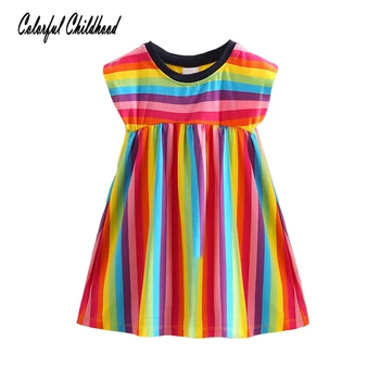 

Colorful stripe dress baby girls cotton bohemian style kids dress for girls clothing toddler baby costumes vacation dresses