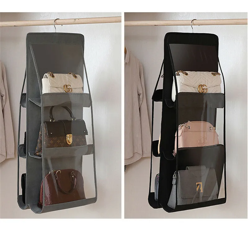 

2019 New Portable 6 Pocket Folding Hanging Handbag Storage Holder Organizer Rack Hook Hanging Organizers