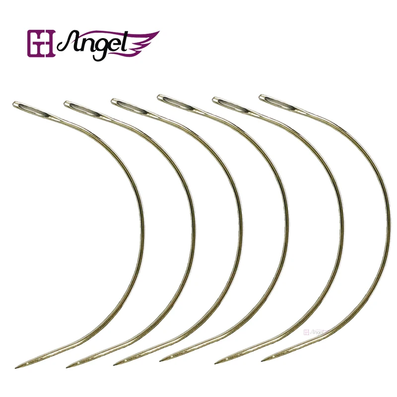 

1 bag 144pcs 9CM C Shape Curved Needles Threader Sewing/Weaving Needles for Human Hair Extension Weft Weaving