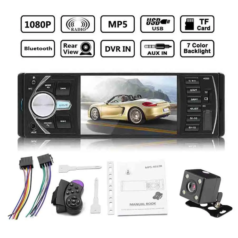 

4.1 Inch 1 Din HD Car Radio MP5 Player Bluetooth Stereo Radio Camera Car Multimedia Player Support TF Card And USB Devices