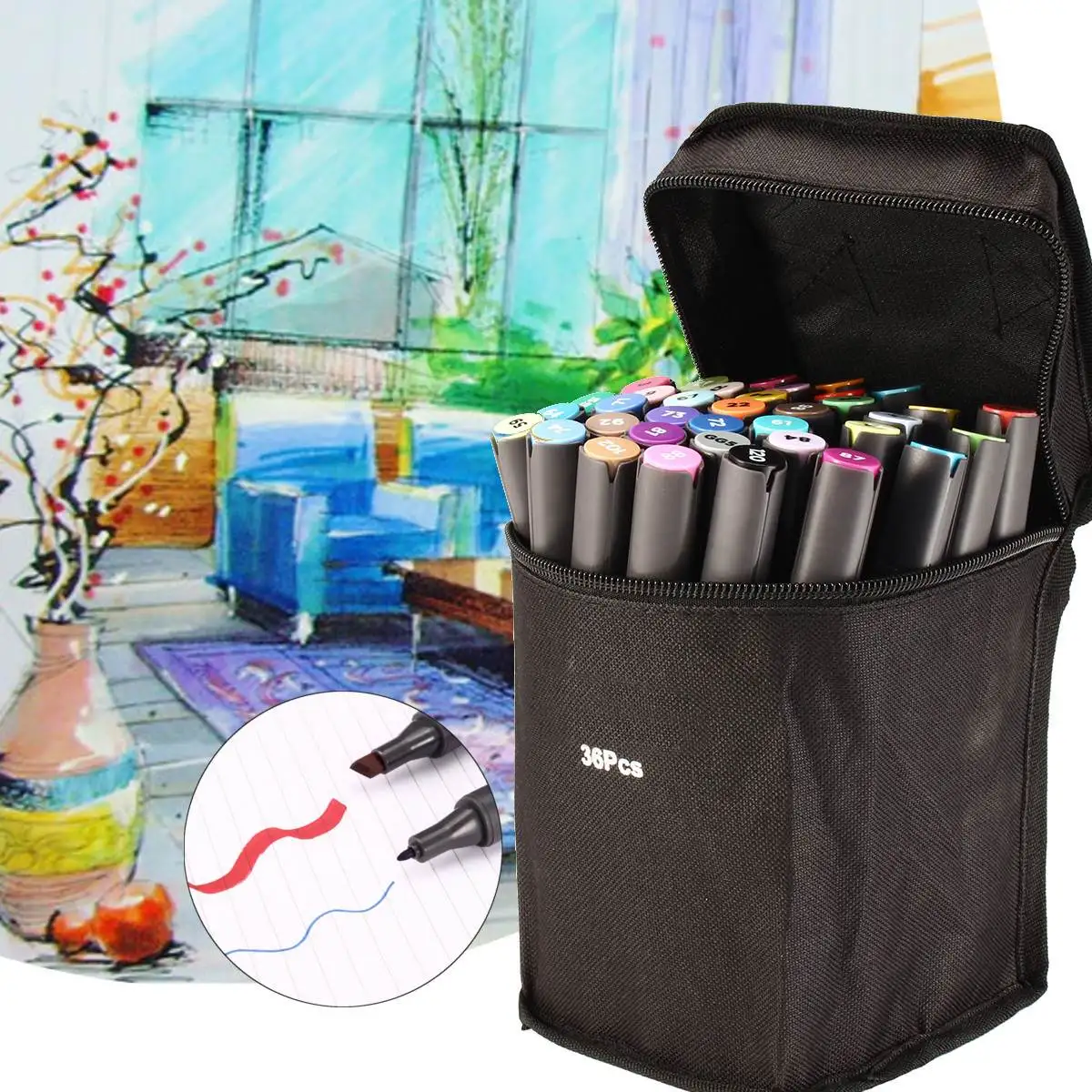 

36pcs Color Twin Tip Marker Pen For Touch Sketch Art Painting Alcohol Oily Double Head High-End Quick-Drying Waterproof Marker