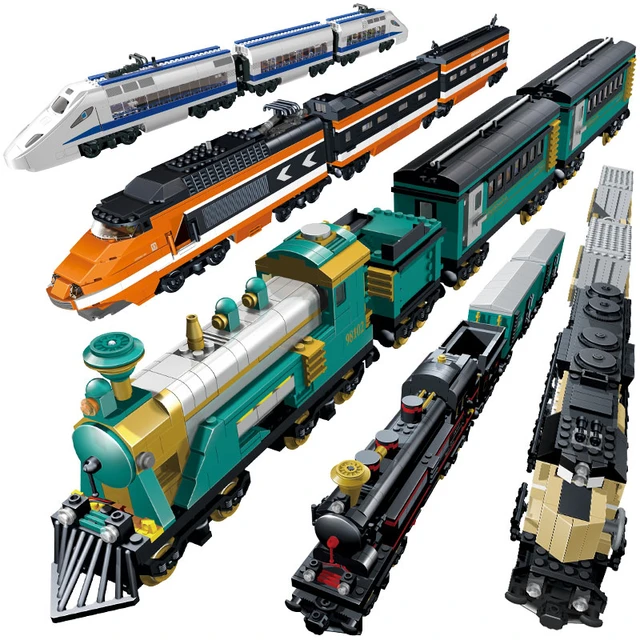Battery Powered Building Block Trains DIY Train Set Model Bricks