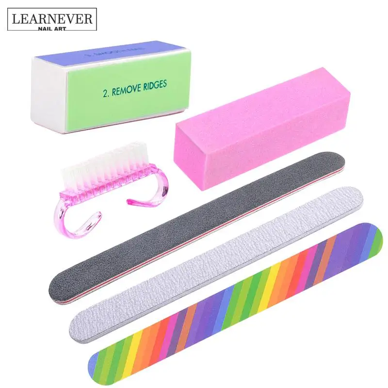 

Pro Nail Manicure Kit 6pc Nail Files Buffer Brush Durable Buffing Grit Sand Fing Art Nail Accessories Sanding File UV Gel Polish
