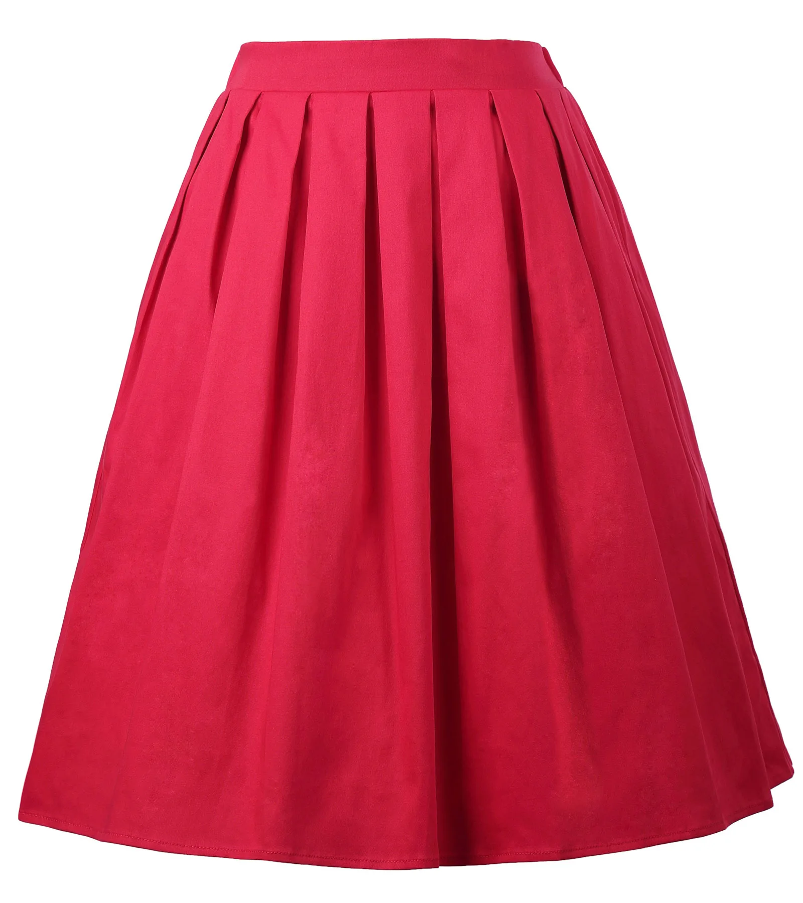 

Vintage Women High Waist Pleated A Line Floral Skirt summer ladies holiday vacation ethnic style flared solid skirt falda mujer